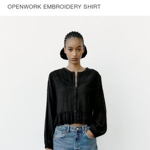 Zara Large Embroidery shirt -Black